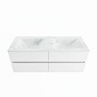 MONDIAZ VICA-DLUX 130cm badmeubel onderkast Talc 4 lades. Inbouw wastafel CLOUD dubbel zonder kraangat, kleur Opalo. MONDIAZ VICA-DLUX 130cm badmeubel onderkast Talc 4 lades. Inbouw wastafel CLOUD dubbel zonder kraangat, kleur Opalo.