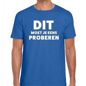 Dit moet je eens proberen beurs/evenementen t-shirt blauw heren