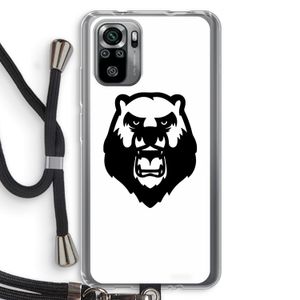 Angry Bear (white): Xiaomi Redmi Note 10S Transparant Hoesje met koord