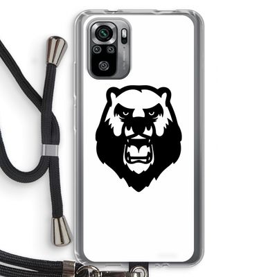 Angry Bear (white): Xiaomi Redmi Note 10S Transparant Hoesje met koord