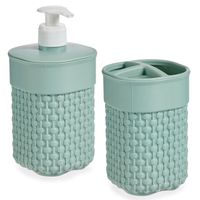 Badkamer accessoires set 2-delig pastel mintgroen van kunststof