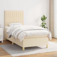 Boxspring met matras stof crèmekleurig 90x190 cm