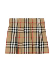 Burberry Kids jupe plissée en coton à carreaux - Tons neutres