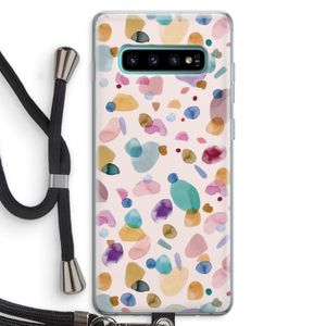 Terrazzo Memphis Pink: Samsung Galaxy S10 Plus Transparant Hoesje met koord