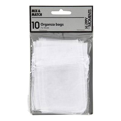 Creativ Company Organza zakjes, afm 7x10 cm, wit, 10 stuk/ 1 doos