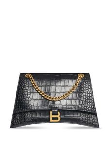 Balenciaga sac porté épaule Crush à effet peau de crocodile - Noir