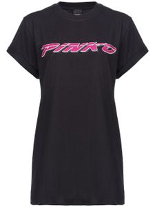 PINKO t-shirt en coton à logo strassé - Noir