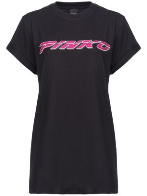 PINKO t-shirt en coton à logo strassé - Noir
