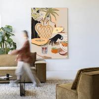 Urban Cotton Wandkleed 'Fruitful Spread' 80 x 110cm in Frame - black