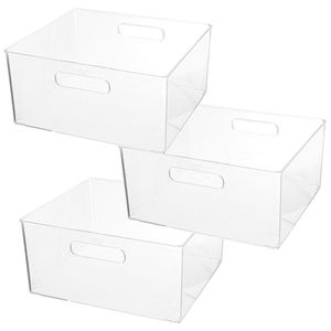 Set van 3x stuks creme potjes/flesjes/make-up houder/box vierkant 31 x 15 cm van kunststof