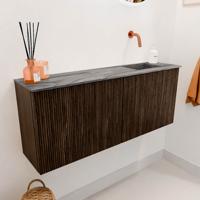 Toiletmeubel Mondiaz Joya Dlux | 100 cm | Meubelkleur Walnut | Faye wastafel Sombra Wasbak Rechts | Zonder kraangat(en)