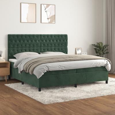 Boxspring met matras fluweel donkergroen 200x200 cm