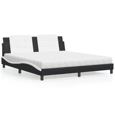 Bed met matras kunstleer zwart en wit 180x200 cm
