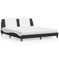 Bed met matras kunstleer zwart en wit 180x200 cm