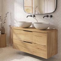 Saqu Lima badmeubel incl. afdekblad 120x51x62cm eiken marcato - mat zwarte greep