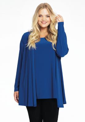 Yoek Cardigan met plooien | Indigo | Maat 42/44
