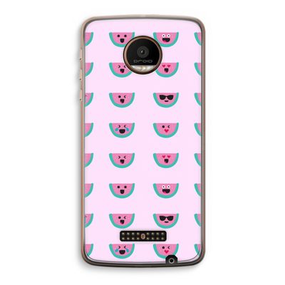 Smiley watermeloenprint: Motorola Moto Z Force Transparant Hoesje