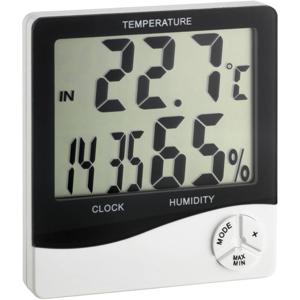 TFA-Dostmann WS 5031 - Thermo-Hygrometer mit Uhrzeitanzeige Binnen Elektronische hygrometer Zwart, Wit