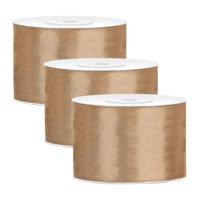 Partydeco Cadeaulint - 3x - goud - 5 cm x 25 meter - satijn - sierlint - inpakken - decoratie