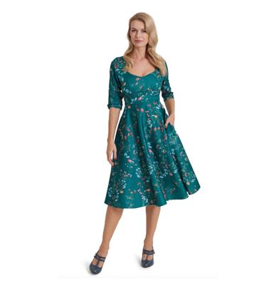 Dolly & Dotty Scarlette Debra Bird Dress Green-XXL