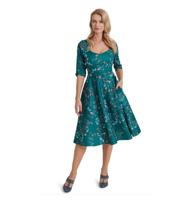 Dolly & Dotty Scarlette Debra Bird Dress Green-XXL