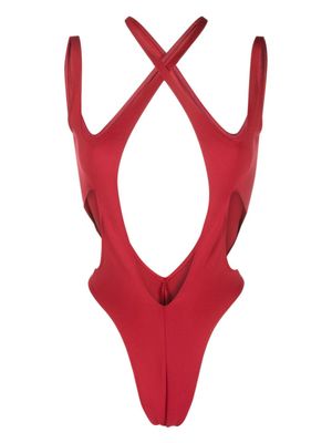Mugler maillot de bain à design sans manches - Rouge