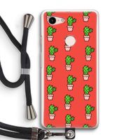 Mini cactus: Pixel 3 Transparant Hoesje met koord