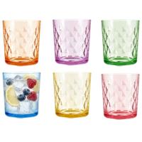 Waterglazen/drinkglazen Summer Diamant - 6x - glas - kleurenmix - 360 ml