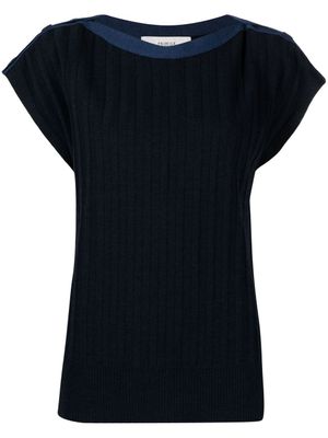 Pringle of Scotland t-shirt nervuré à manches courtes - Bleu