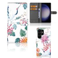 Samsung Galaxy S23 Ultra | Telefoonhoesje | Met pasjeshouder | Bird Flowers