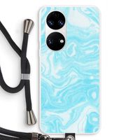 Waterverf blauw: Huawei P50 Transparant Hoesje met koord