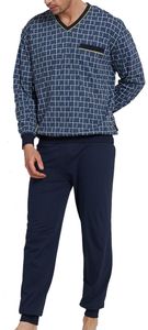 Gotzburg Pyjama V-hals met boorden print blauw