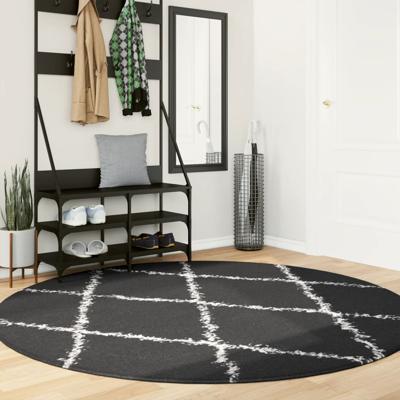 VidaXL Vloerkleed pamplona shaggy hoogpolig ø 200 cm zwart en crème