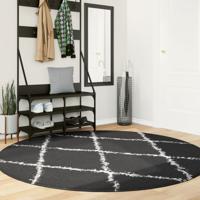 VidaXL Vloerkleed pamplona shaggy hoogpolig ø 200 cm zwart en crème