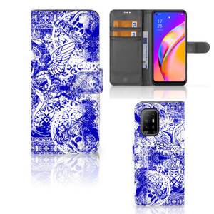 Telefoonhoesje met Naam OPPO Reno5 Z | A94 5G Angel Skull Blauw