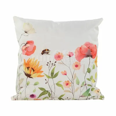 Tuinkussen 45x45cm Veldbloemen Bij