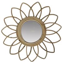Rotan wandspiegel natuurlijk - sun - rotan - 35x4 cm - bohemian spiegel