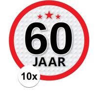 10x 60 jaar leeftijd sticker - rond - dia 15 cm - 60 jaar verjaardag/jubileum/leeftijd versiering