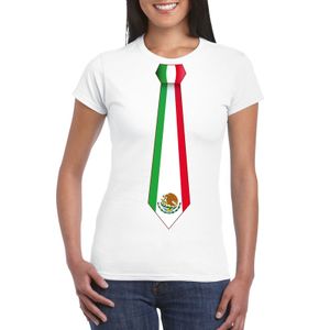 Shirt met Mexico stropdas wit dames 2XL  -