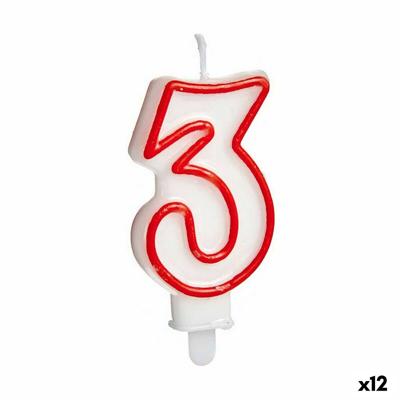 Kaars Verjaardag Cijfer 3 (12 Stuks)