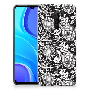 Xiaomi Redmi 9 TPU Case Black Flowers