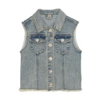 Daily7 Zomer gilet meisjes - medium blauw - denim AOP