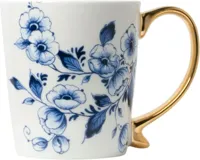 Heinen Delfts Blauw mok keramiek bloemen 8.5x9.5cm delfts blauw