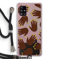 Hands dark: Samsung Galaxy A51 5G Transparant Hoesje met koord