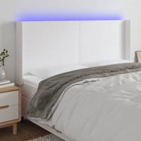 Hoofdbord LED 163x16x118/128 cm kunstleer wit