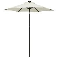 VidaXL Parasol met led-verlichting 200x211 cm aluminium zandkleurig VidaXL Parasol met led-verlichting 200x211 cm aluminium zandkleurig