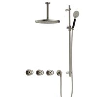 Hotbath Cobber IBSW70 Regendoucheset inbouw - 15cm plafondarm - 30cm ronde hoofddouche - 3 standen handdouche - glijstang - Geborsteld nikkel IBSW70GN1257