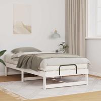 Bedframe met Draaghandvatten Wit 90 x 200 cm Massief grenenhout