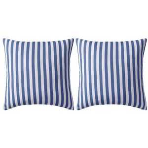 VidaXL Buitenkussens 45x45 cm gestreept marineblauw 2 st