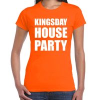 Koningsdag t-shirt Kingsday house party oranje voor dames - thumbnail